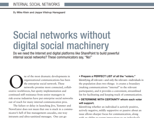 Social Networks Without Digital Social Machinery – Article in The Ragan Report